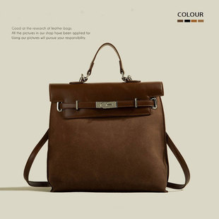 Vintage Portable Kelly Fashion 2025 New Niche Travel Bag Commuter Large Capacity Frosted Bag Backpack
