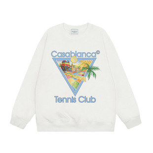 Американский прилив Casablanca с круглым воротником свитер hoodie Мужская пара ins Осень и Зима толстые длинные рукава женщины