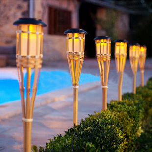 Amazon solar bamboo lamp ground plug lamp decorative color lamp garden lawn lamp outdoor garden lamp LED