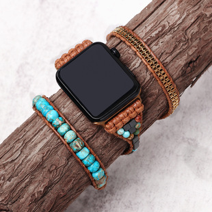 Подходит для apple watch 8 7 6 Apple браслет для внешней торговли горячие продажи синий сосновый ретро ремешок оптом