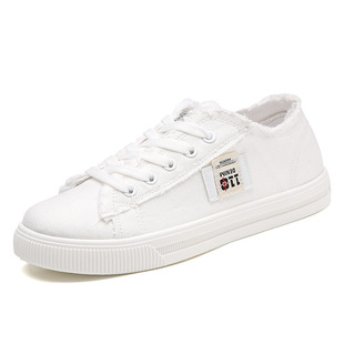 Autumn New Women's Canvas Shoes White Shoes Student Flat Sports Board Shoes Fashionable All-match Soft plus size Women's Single-layer Shoes