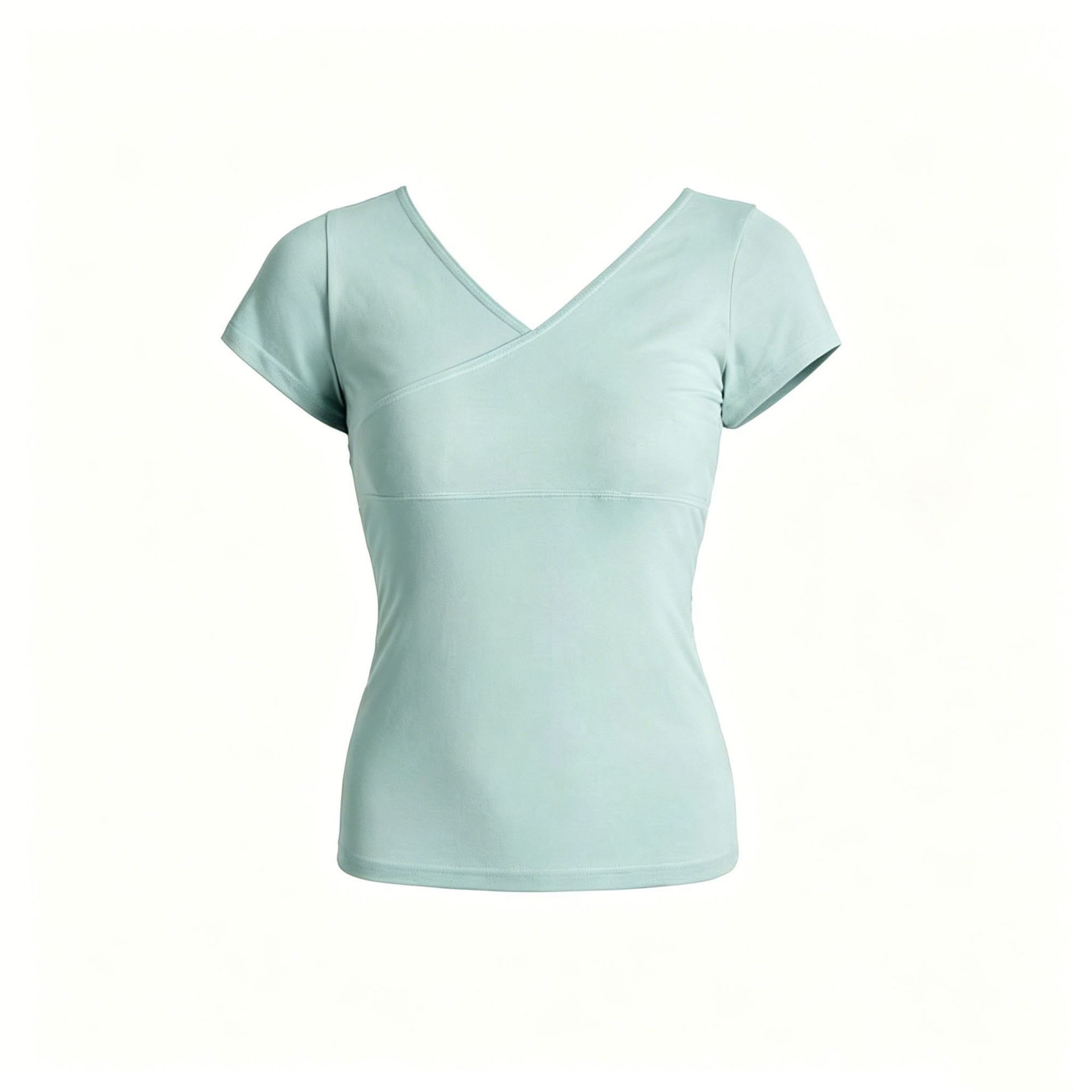 Cross V-Neck Dance Short-Sleeve Top for Adults, Slim Fit Versatile Ballet Practice Top, Chinese Classical Dance Top