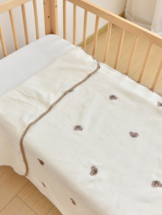 Baby Blanket Baby Cotton Seersucker Embroidered Shell Side Blanket Kindergarten Baby Lunch Break Blanket