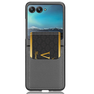 For Motorola Motorola Razr 40 Ultra Mobile Phone Case Card Litchi Pattern Patch Leather Case