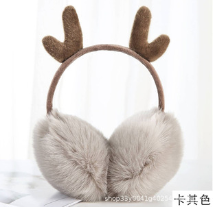 Warm Ear Winter Antler Earmuffs Girls Riding Warm Earmuffs Plush Cartoon Earmuffs Outdoor Camping Cold-proof Earmuffs