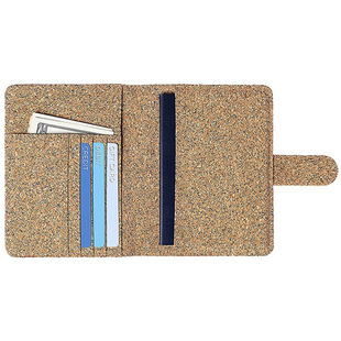 Cross-border hot sale natural cork skin Passbook bag PU buckle Passbook holder RFID ticket holder printed LOGO wholesale