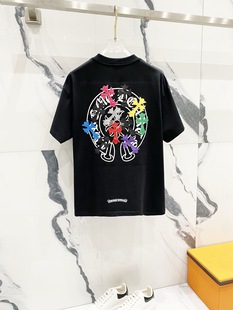 Cross-border CH Crowe 2025 spring and summer new bronzing cross Sanskrit short sleeve T-shirt for men and women a generation of batch