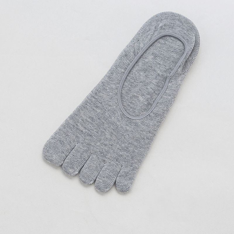 Five-finger socks men's spring and summer thin solid color shallow invisible five-toe socks cotton sweat-absorbent breathable short-tube toe socks cotton