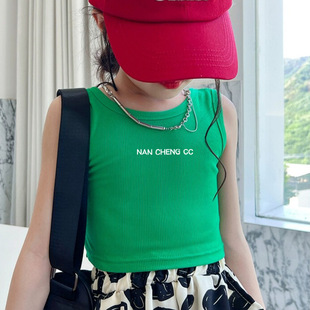 Girls' knitted vest Western style outerwear Korean style children's jazz hip hop sports vest slim fit inner top