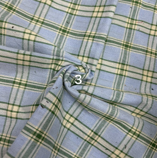 Cotton Shirt Plaid Fabric Spring and Summer Plaid Women's Dress Tablecloth Kidsren's Clothing Flap Pocket Pants Clothing Fabric