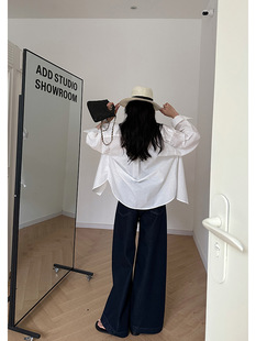 Baishiwang Embroidered White Sunscreen Shirt Women's Spring and Autumn Mid-length Loose All-match Slim-fit Lapel Shirt Jacket