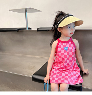 Spot girls suspenders dress 2023 Summer new Korean children rose red vest skirt cross-border new products