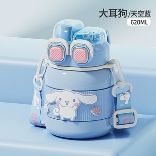 Sanrio из нержавеющей стали 316 чашка с большой емкостью с соломкой для детей большой живот чашка студенческий портативный двойной питьевая чашка
