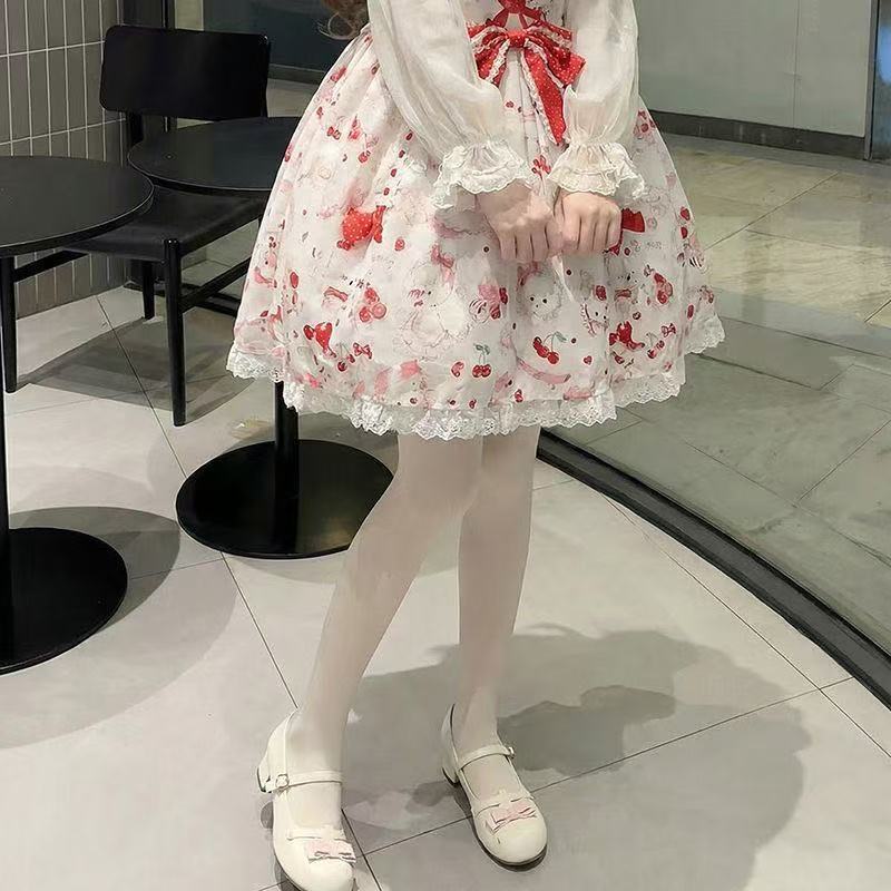 Milky White Stockings, Female Lolita Bow-Knot Leggings, Pure Lust Style Velvet Pantyhose, Sweet Girl Outfit for Spring and Autumn
