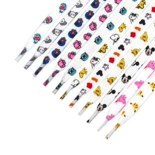 Pattern creative colorful flat shoelaces fit board shoes canvas shoes White shoes cartoon children cute style