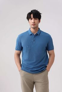 5A Antibacterial POLO Shirt 50 Island Cotton Beaded Flower Pull Frame Solid Color Secondary Lapel LOGO Printing Work Clothes Customization