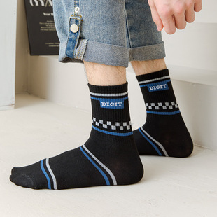 Autumn and Winter new sports striped letter mid-calf socks trendy Korean style aidida men's socks Zhuji factory direct sales