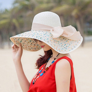 Hat Summer Sun Protection Sunshade Hat Women's UV Protection Foldable Internet Red Straw Hat Seaside Beach Sun Hat
