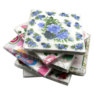 Cross-Border Special Manufacturer Customized Wholesale Production Birthday Party Square Tissue Printed Tissue Napkin Customization