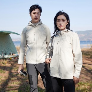 Thin Outdoor Sports Jacket Couple Solid Color Mountaineering Jacket Men's and Women's Inner Mesh Hooded Jacket Printable
