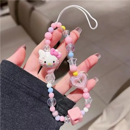 Factory wholesale new KT cat girl mobile phone pendant sweet cute handmade mobile phone chain lanyard pendant
