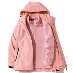Outdoor jacket autumn and winter couple's three-in-one detachable two-piece fleece thickened student fashion brand mountaineering suit