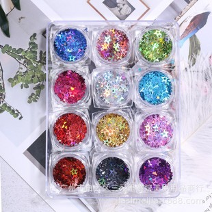 Cross-border Hot Star Nail Art Sequins Solid Color Ultra-thin Five-pointed Star Nail Sequins Hollow-out Super Flash Star Decoration