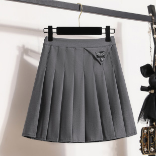 Real Shot of Large Size Thin Korean Style Suit Pleated Skirt Loose A-Line Skirt Three-Color High Waist Slimming Look Short Skirt