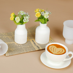 Fat Ya Ya Diy Handmade Striped Vase Silicone Mold Dropping Gypsum Fake Flower Vase Mold Four-piece Decoration