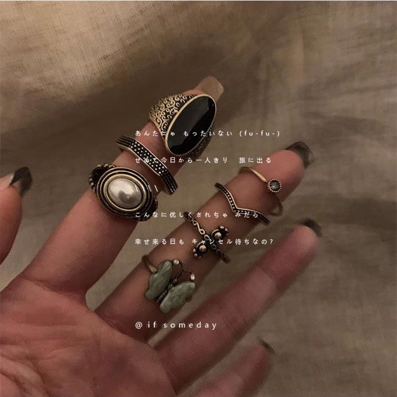 Chinese-style vintage ring with an aged, high-end feel, unique and niche, antique-style index finger ring, 2026 new model