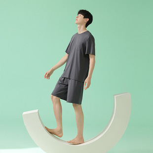 [Super Soft Modal] Summer Pajamas Men's Short Sleeve Class a Cotton Thin Men's Home Clothes Set Can Be Customized