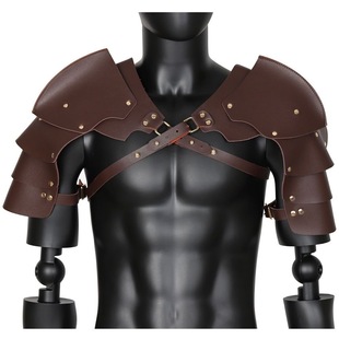 Medieval Armor Explosion Fighting Knight Armor Shoulder Armor Shrug Cover Cape Belt PU Leather Chest Strap Shoulder Armor
