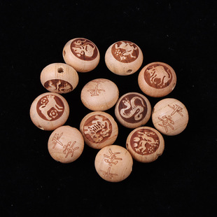 Baby red rope bracelet Crafts accessories twelve Zodiac peach and Hu carving with beads jewelry small pieces peach kernel Zodiac