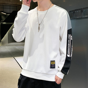 Gradient 2024 New Round Neck Sweater Men's Spring and Autumn Fashionable Brand Hoodless Inner Base Shirt Casual Top Clothes