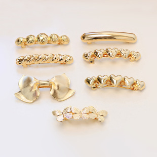 Fashion Bow Hairpin European and American Style Elegant Alloy Spring Clip Simple Temperament Back Head Half Ponytail Clip for Women