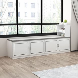 Solid Wooden Cabinet Balcony Cabinet Bay Window Cabinet Seatable Floor Cabinet Free Assembly Bedside Storage Cabinet Storage Cabinet Balcony