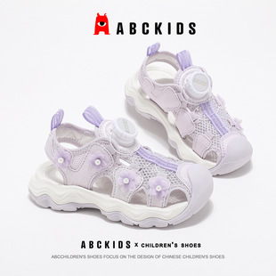 Детская обувь abckids, лето 2025, новые туфли для девочек, пляжные туфли Baotou, модные трендовые сандалии