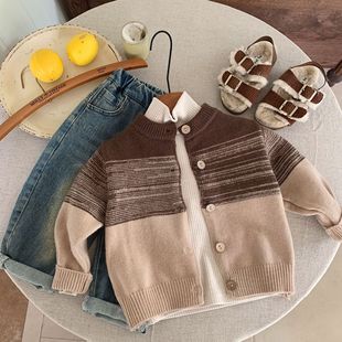 Children's Sweater Bang Cheng 2024 Autumn and Winter New Korean Knitted Sweater Outer Wear Boys All-match Casual Coat MY0065