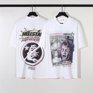 24SS American high street fashion European and American style logo character poster short sleeve T-shirt tee youth half sleeve top