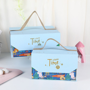 Creative Thickened Bronzing Cardboard Printing Flip-type Gift Box Large Capacity Children's Birthday Holiday Gift Packaging Box