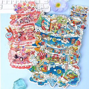 Senyou large version 3.0 landscaping stickers suit miniature scene stickers diy three-dimensional cabin cute scene stickers