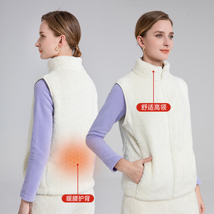 Vest Women's 2024 New Fleece Vest Autumn and Winter Collar Fleece Warm Thick Fleece Jacket Casual Outer Wear
