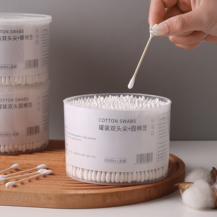 Double-headed cotton swab ear-pulling makeup disposable sanitary cotton swab cleaning ear-digging spoon wooden swab cotton swab spiral cotton ball