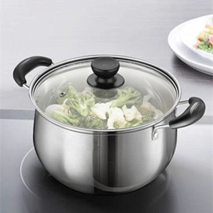 Stainless Steel Pot Soup Steamer Steamer Hot Pot Household Porridge Cooking Pot Induction Cooker Soup Pot Gas Binaural Convenient Universal