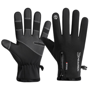 Outdoor waterproof gloves winter full finger zipper touch screen for men and women windproof warm riding sports fleece mountaineering skiing