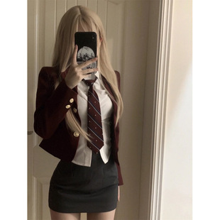Autumn 2024 new women's jk uniform suit American sweet and spicy skirt academic style suit suit skirt two-piece set