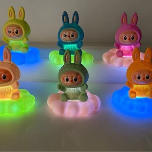 Vinyl luminous new labubu high color value cloud lamp cute mini doll tide play ornaments toys wholesale