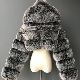 Трансграничные европейские и американские меховые куртки короткие шапки с капюшоном