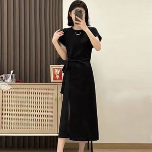 Hepburn Style Black dress Children's Summer 2024 New Tea Break French High-end Long Dress for Small Men
