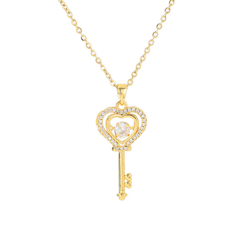 Fashion New Heart-Shaped Smart Key Pendant Titanium Steel Necklace for Women, Light Luxury Versatile Design Clavicle Chain Jewelry